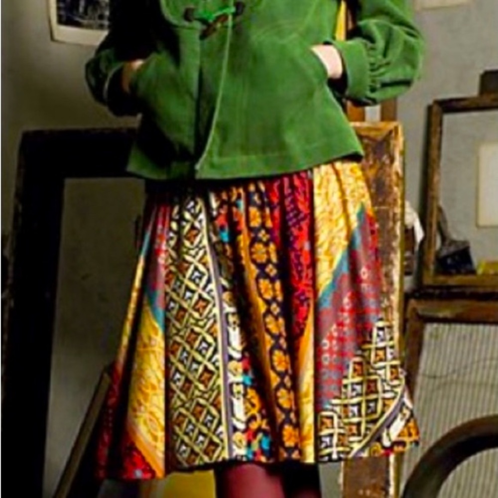 Anthropologie Viola Printed Silk Skirt Size 10